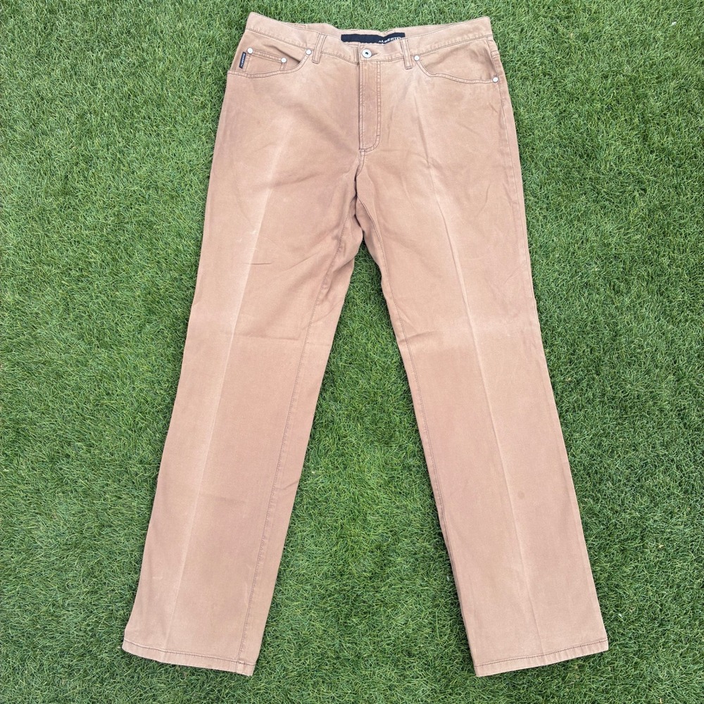 Alberto Ceramica Mens 37x34 Tan Straight Leg Five Pocket Pants Beige Trousers
